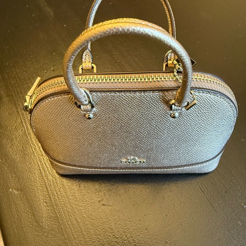 Coach Brown Mini Bag with Structured Design and Gold Accents